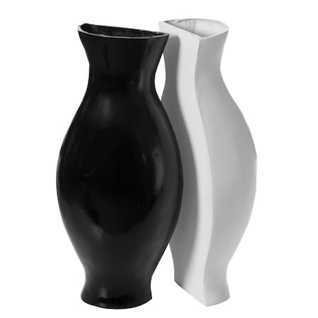 Decorative Split Vase Duo Floor Vase - Set Of Black And White
